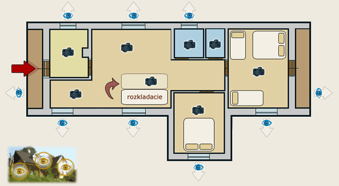 Pln chaty (kliknite na fotoapart alebo oko) - The plan of the cottage (click on the camera or the eye)